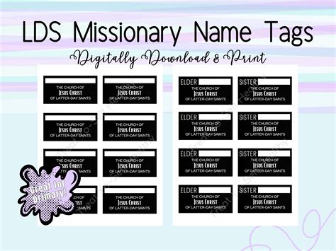 Printable LDS Missionary Name Tags Digital Download Church of Jesus