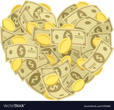 Money Heart Royalty Free Vector Image Vectorstock