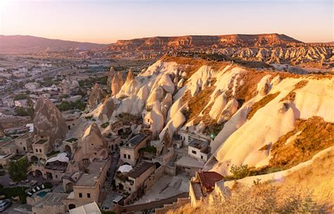 Pemandangan Udara Di Kota Goreme Cappadocia Dan Formasi Batuan Vulkanik