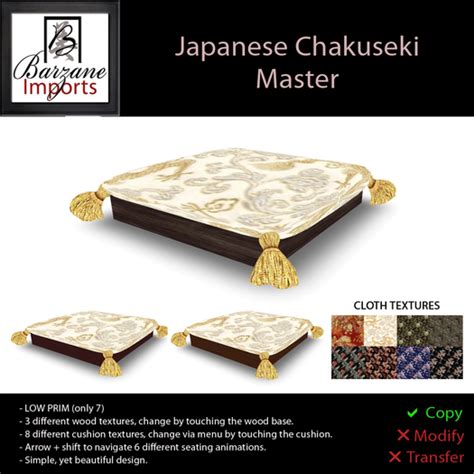 Second Life Marketplace Barzane Imports Japanese Chakuseki Seat
