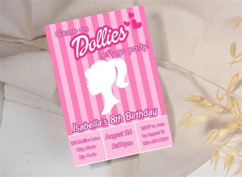 EDITABLE BARBIE Pink Doll Birthday Party Invitation Template Etsy Canada