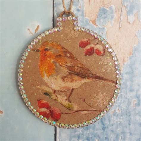 Robin Christmas Tree Decoration With Rhinestones Christmas Tree