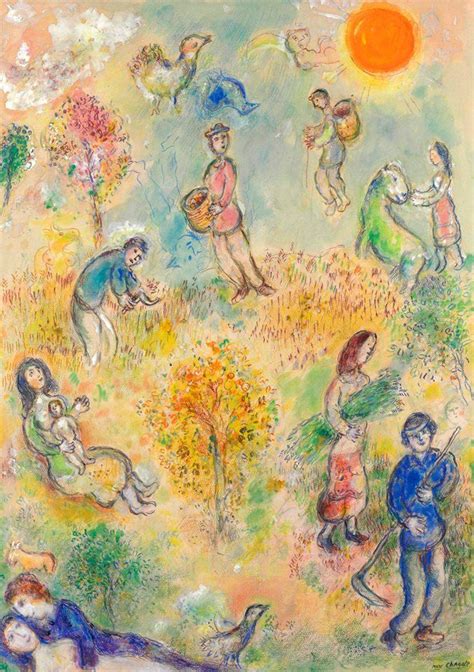 Marc Chagall 1887 1985 Lété Les Récoltes Les 4 Saisons 1974
