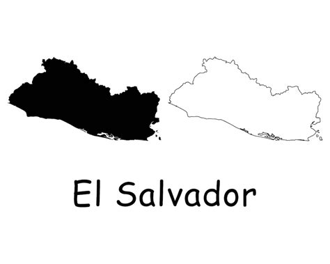 Map Of El Salvador El Salvador Map Black And White Detailed Etsy
