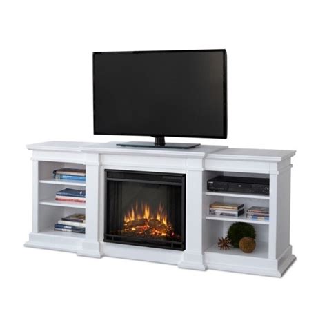 real flame fresno electric fireplace tv stand  white