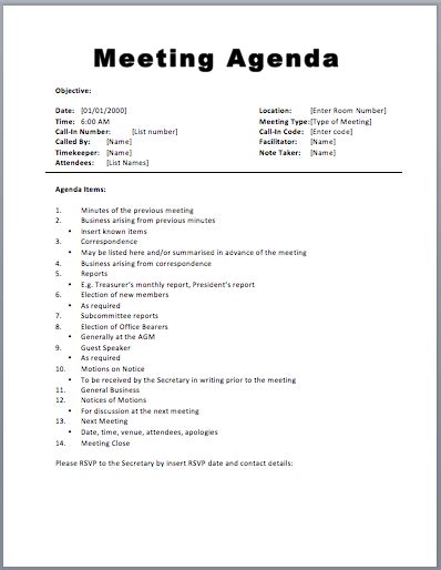 preview    sample basic meeting agenda template created
