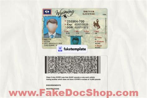 Wyoming Driver License Psd Template Fakedocshop
