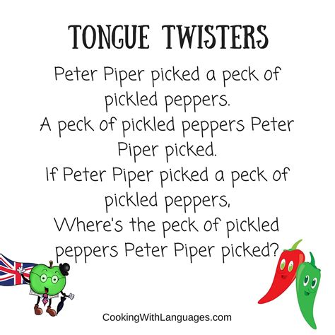 Tongue twister for kids helps them stretch their muscles, thus improving their speaking ability. English and Spanish Tongue Twisters: Downloadable Booklets