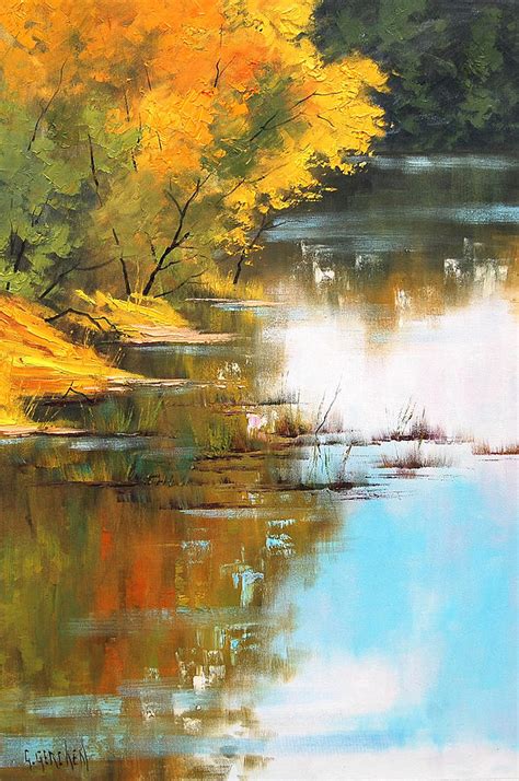 River Bank Painting By Graham Gercken