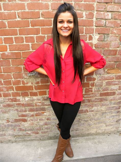 Red Top Black Pants Brown Boots Clothing Pinterest