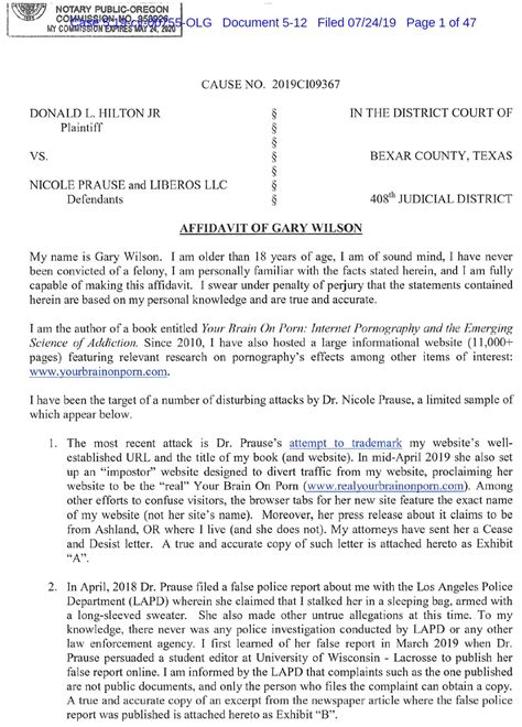 Donald Hilton defamation lawsuit against Nicole Prause: Downloadable PDF's of Hilton lawsuit 