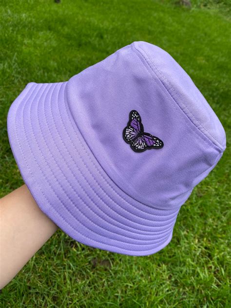 Pastel Purple Bucket Hat Mini Butterfly Theme Etsy