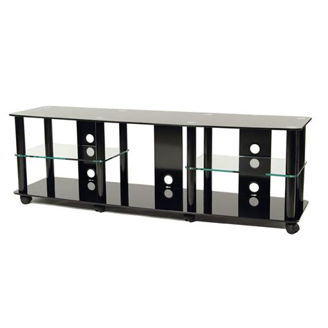 Transdeco Black Glass And Metal Tv Stand For Up To 70in Flat Screens Td208b