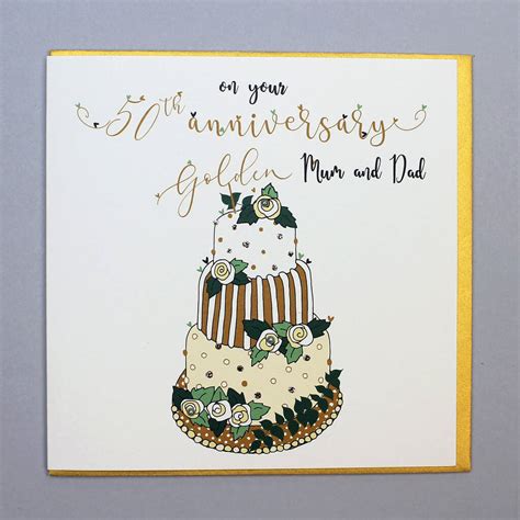 Mum And Dad Golden Wedding Anniversary Card By Molly Mae