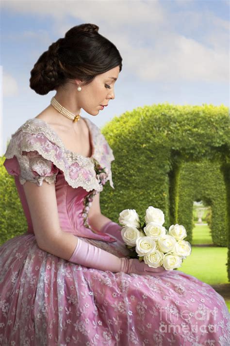 Victorian Woman In The Garden With Roses Photograph By Lee Avison
