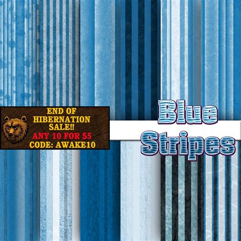 Blue Stripe Digital Paper Blue Stripe Scrapbook Blue Stripe Etsy