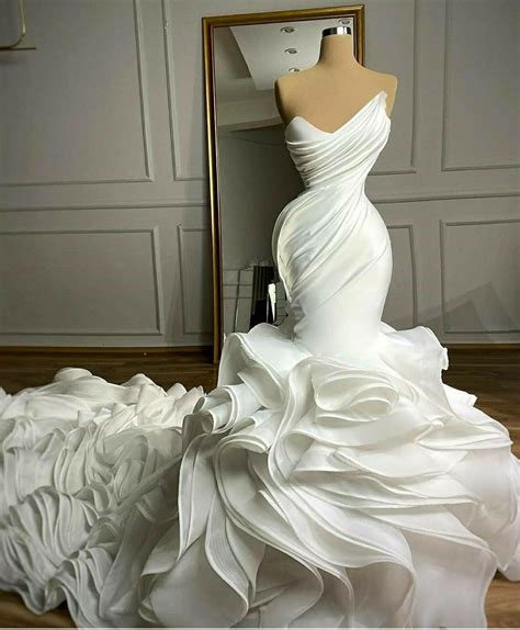arabic plus size layered mermaid wedding dress with pleats sweetheart neckline tiered ruffles