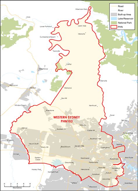 Western Sydney Nsw Primary Health Network Phn Map Topographic