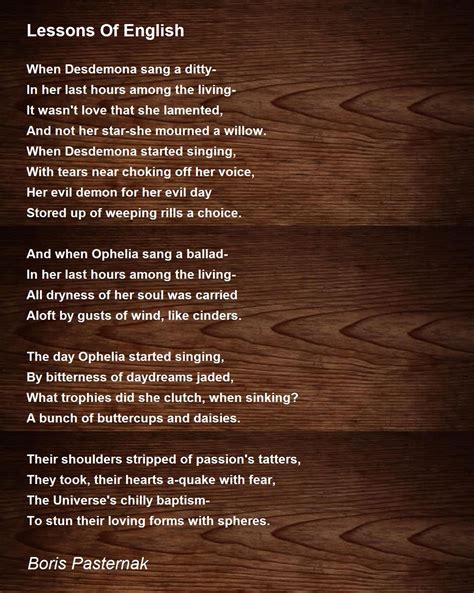 Lessons Of English Poem By Boris Pasternak Poem Hunter