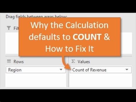 Pivot Table Calculation Type Default To Sum Instead Of Count Pivot