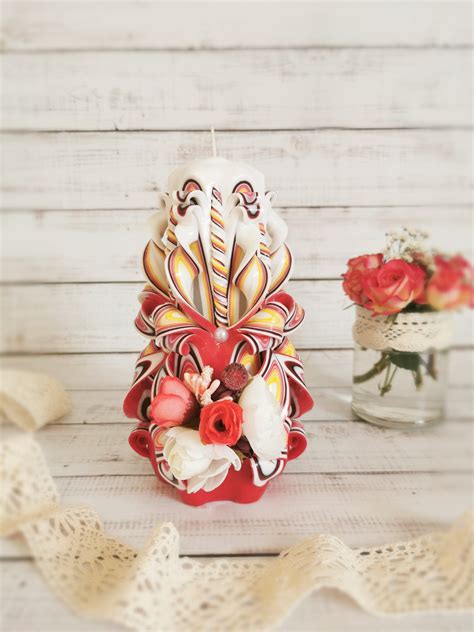 Carved Candle Romantic Hand Carved Candle With Flowers Home Decor Best