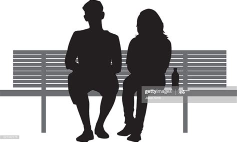 Two People Sitting On Bench Vector Art Getty Images