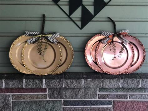 Fall Pumpkins Made From Dollar Tree Charger Plates Fall Crafts Diy