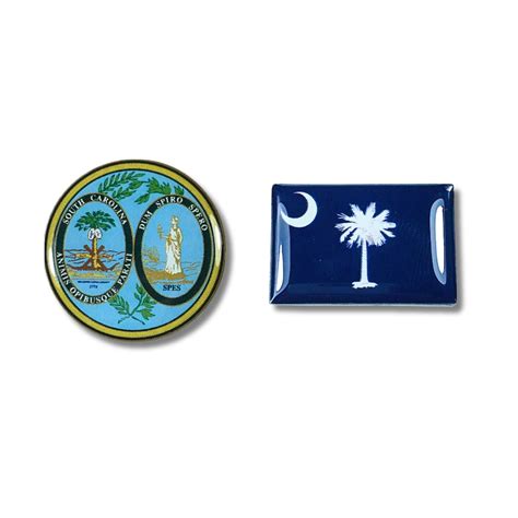 South Carolina Pin State Seal And Flags Worldwide Souvenirs Enamel
