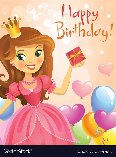 Happy Birthday Princess Greeting Card Royalty Free Vector