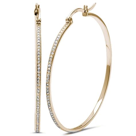 All In Stock Clear Cubic Zirconia Huge Hoop Earrings Gold Tone Plated