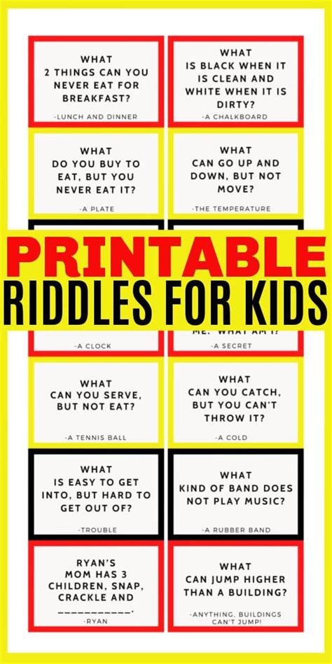 Riddles For Kids Printable