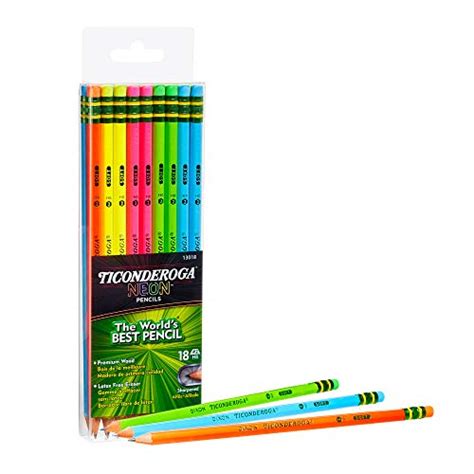 Ticonderoga Wood Cased Pencils Pre Sharpened 2 Hb Soft Neon Colors 18 Count Pricepulse