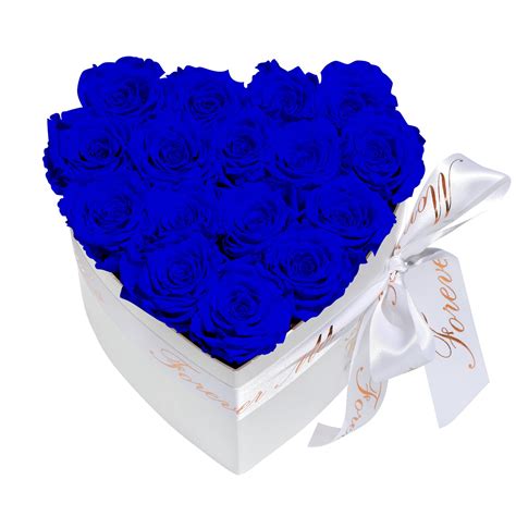 Royal Blue Roses Heart Box Rose Bouquet Small White Box In 2021