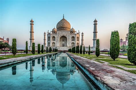 The Taj Mahal In Agra India With Its Reflecting Pool Photograph By Mark