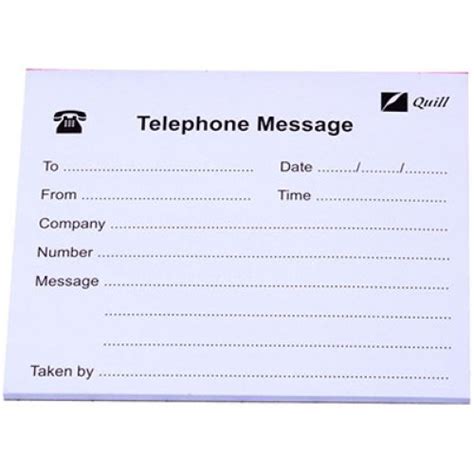 Telephone Message Pad 100 X 115 White 50lf Skout Office Supplies