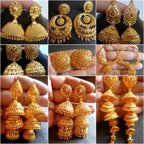 Aud K Gold Plated Indian Variation Different Earrings Jhumka