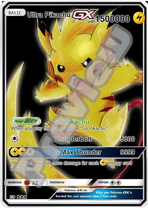 Ultra Pikachu Gx Gmax Vmax Gigantamax Ex Pokemon Card Etsy