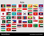 Set flags asian countries all asia flag Royalty Free Vector