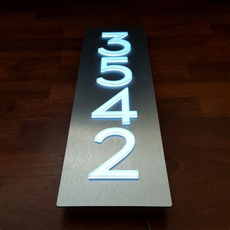 Custom Aluminum And Acrylic Led House Numbers Sign Vertical