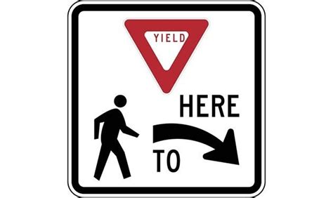 Yield Here To Pedestrians Right Arrow With Ped Symbol Sign Treetop
