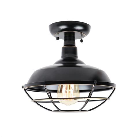 The frosted glass reduces glare. Y Decor Small 1-Light Imperial Black Outdoor Ceiling Light Semi-Flush Mount-EL809SFIB - The Home ...