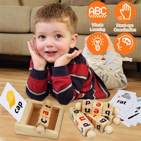 Buy Montessori Toys For Toddlers 2 3 4 Years Old Wooden Reading Blocks