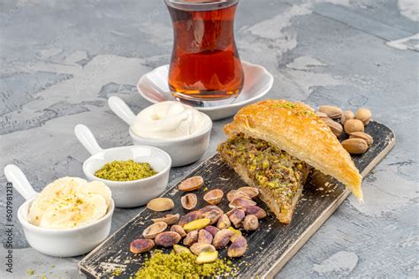 Carrot Slice Baklava Turkish Havuc Dilim Baklava On Wooden Tray