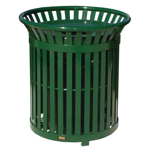 Paris 34 Gal Green Steel Outdoor Trash Can With Steel Lid And Plastic