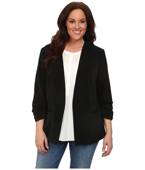 Lyst Dkny Plus Size Open Front Ruched Sleeve Blazer In Black
