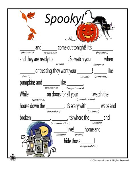Halloween Ad Libs Spooky Woo Jr Kids Activities