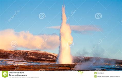Strokkur Geyser Erupting Iceland Winter Stock Photo Image Of Island