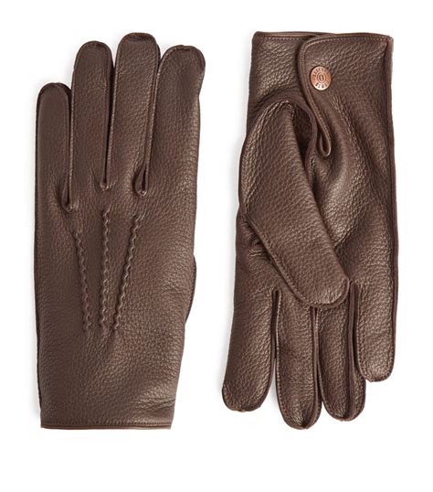 Dents Cashmere Lined Leather Gloves In Brown For Men Lyst