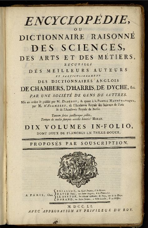 Lencyclopédie Ou Dictionnaire Raisonné Des Sciences 4ème Histoire