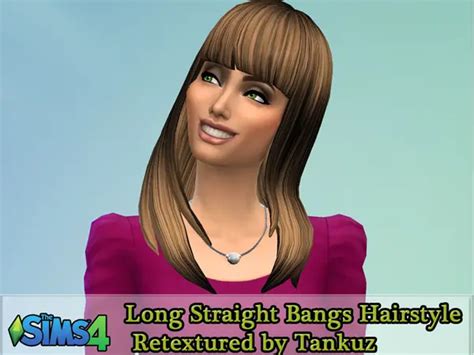 The Sims Resource Long Straight Bangs Hairstyle Retextured By Tankuz